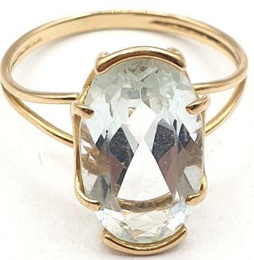 Ring - 18 karaat Geel goud - 5.00ct. tw. Aquamarijn, Nieuw