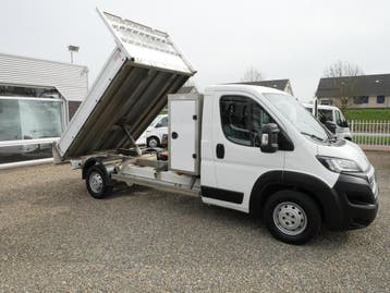 Peugeot Boxer 2.0HDI 130PK Kipper Pickup open laadbak AC, Stof, Gebruikt, Euro 6, Wit