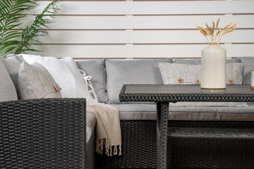 Hoek Loungeset  - Jens - Wicker - Zwart/Grijs- The Outsider, Verzenden, Nieuw