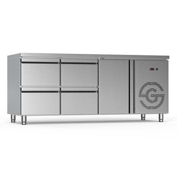 Koelwerkbank - 1-Deurs - 4 Lades - RVS - 230V - H 85 x B 179, Verzenden, Nieuw in verpakking, Koelen en Vriezen