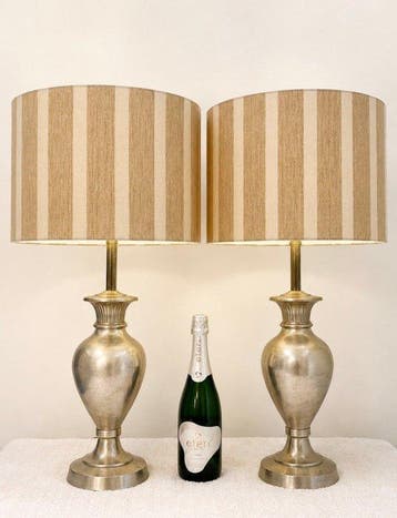 Tafellamp (2) - XL 75 CM - Staal, Textiel - Set, Antiek en Kunst