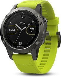 Garmin Fenix 5 47 mm grijs met siliconebandje geel, Verzenden, Gebruikt