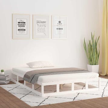 vidaXL Bedframe massief hout wit 180x200 cm, Huis en Inrichting, Eenpersoons, Verzenden, Wit, Nieuw