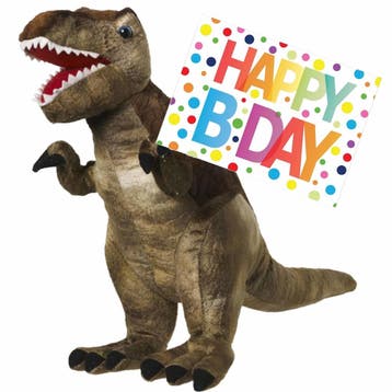 Dino T-rex knuffel - pluche - 48 cm - met verjaardagskaart, Verzenden, Nieuw