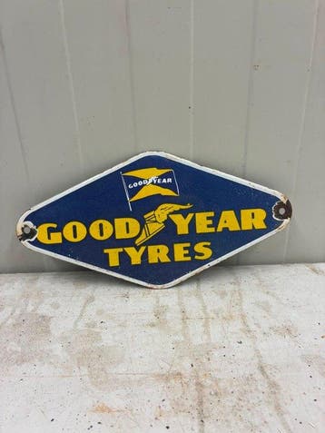 Goodyear Tyres – Vintage Emaille Reclamebord – Automobilia /