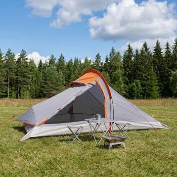 vidaXL Backpacking Tent 4-persoons Grijs en Oranje, Verzenden, Nieuw, Tot en met 2