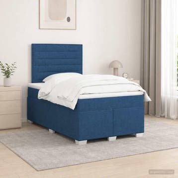 vidaXL Boxspringbed met matras met hoofdeinde Blauw 120 x, Verzenden, Nieuw, Twijfelaar, Blauw