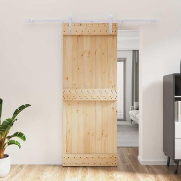 vidaXL Schuifdeur Natuurlijk en Wit 80 x 210 cm Massief, Verzenden, Nieuw