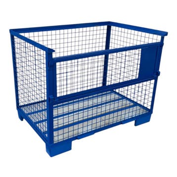 Gitterbox GB006 hout met staal nieuw blauw 1240x835x970mm