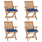 vidaXL Tuinstoelen 4 st inklapbaar met kussens massief, Verzenden, Nieuw, Hout