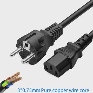 1.5M Stroomkabel EU Stekker naar IEC C13 - 3x0.75mm² Zuiver, Verzenden, Nieuw