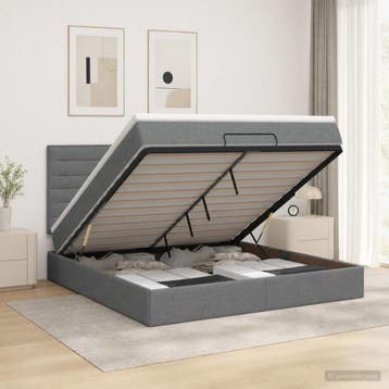 vidaXL Ottoman bed met matras Donkergrijs 140 x 200 cm Stof, Verzenden, Nieuw
