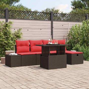 vidaXL Tuin Sofa Set 6 st poly rattan, Verzenden, Nieuw, 6 zitplaatsen