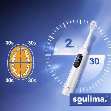 Soulima Sonische tandenborstel wit met 6 opzetborstels en..., Ophalen of Verzenden, Nieuw