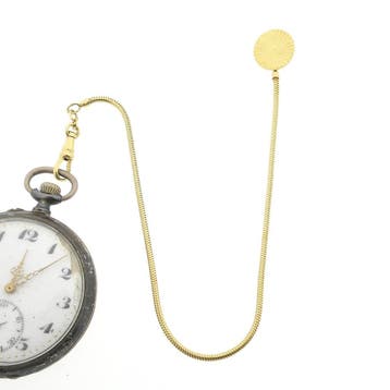 Gouden vestzak horlogeketting (voor aan een zakhorloge);..., Ophalen of Verzenden, Gebruikt, Overige kleuren, Goud