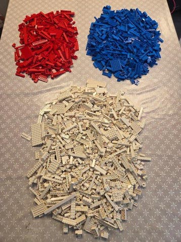 Lego Stenen - Partij lego in de kleuren rood, wit en blauw, Nieuw