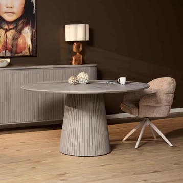 Ronde eettafel Solana Taupe Mangohout 150 cm | Starfurn, Huis en Inrichting, Tafels | Eettafels, Ophalen of Verzenden, Nieuw