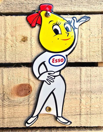 Vintage esso dame emaille bord, Verzenden, Nieuw