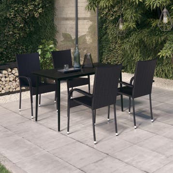 vidaXL 5-delige Tuinset zwart, Verzenden, Nieuw, 4 zitplaatsen, Tuinset