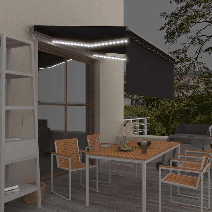 vidaXL Luifel met rolgordijn, LED en windsensor 3,5x2,5 m, Tuin en Terras, Zonneschermen, Nieuw, Verzenden