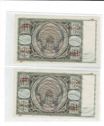 100 gulden 1942, opeenvolgende serienrs., Verzenden, 100 gulden, Setje