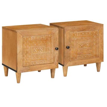 vidaXL Nachtkastje 2 st Licht Bruin 80 x 50 x 40 cm Bewerkt, Huis en Inrichting, Slaapkamer | Nachtkastjes, Verzenden, Nieuw, 45 tot 65 cm