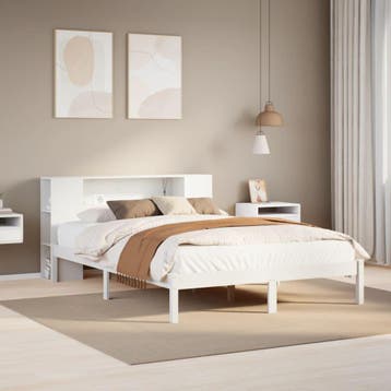 vidaXL Bed met boekenkast zonder matras grenenhout wit, Verzenden, Wit, 190 cm of minder, Overige maten