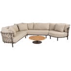 Ezra modulaire organische hoek loungeset 4 delig teak terre, Tuin en Terras, Ophalen of Verzenden, Nieuw