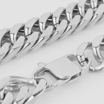 Zware Gepolijste RVS Curb Cuban Ketting - 10-17mm Breed - Wa, Verzenden, Nieuw