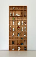 Beeldje, Letterbak met toebehoren - 78 cm - Hout, Glas,