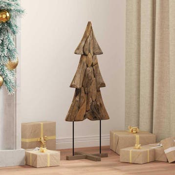 vidaXL Kerstboom met standaard Bruin 90 cm Massief teakhout, Verzenden, Nieuw