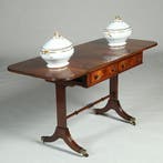 Mahonie met bloemmahonie sidetable of smalle schrijftafel me, Ophalen of Verzenden