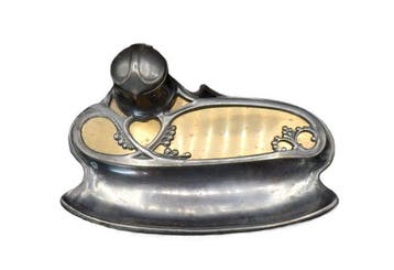 Art Nouveau vide poche - Inktpot - Inktpot - Messing,