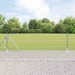 vidaXL Hek met Paal Zilver 0,6 x 10 m Staal, Verzenden, Nieuw, IJzer