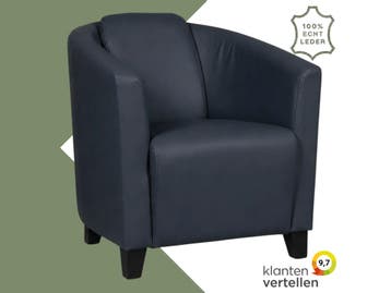 Leren fauteuil Press - Toledo Marine (blauw) - Poten hout, Nieuw, Ophalen of Verzenden, Eigentijds, Klassiek, Retro, Romantisch, Vintage
