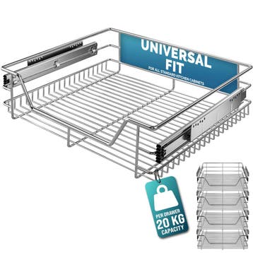 Keukenlade Set van 4 Metaal 60cm Telescopisch (Voor in Huis), Verzenden, Nieuw