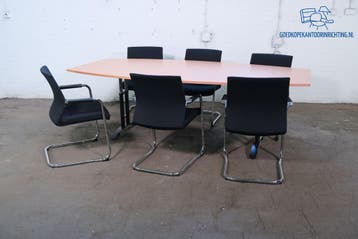 Tweedehands Tonvormige Vergadertafel Kersen 240x120 cm, Verzenden, Gebruikt