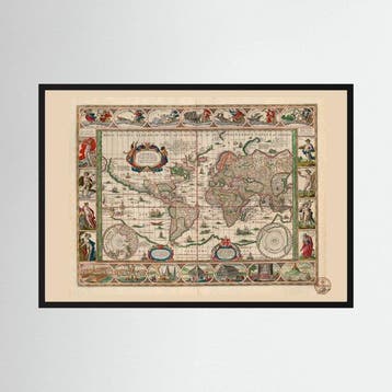 OLD MAPS - World Map, Willem Blaeu (1635) – Restored, Boeken, Nieuw