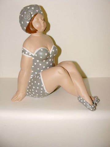 Beeld, Mollige Bade Dame Badenixe Statue, eine Dame in