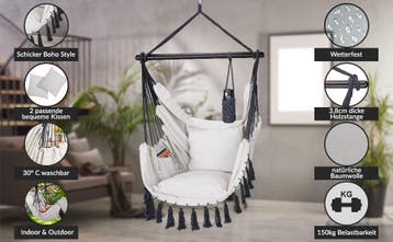Hangstoel Indoor Outdoor Crème 170x100x150cm (Stoelen), Verzenden, Nieuw