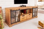 Massief dressoir HERITAGE 160 cm naturel grenen industrieele, Huis en Inrichting, Ophalen of Verzenden, Nieuw