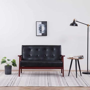 vidaXL Tweezitsbank kunstleer zwart, Huis en Inrichting, Verzenden, Leer, Minder dan 150 cm, Nieuw