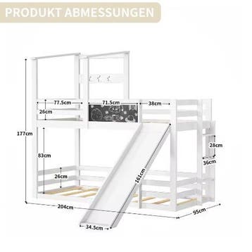 Speels Kinderstapelbed met Glijbaan en Schoolbord, Verzenden, Nieuw