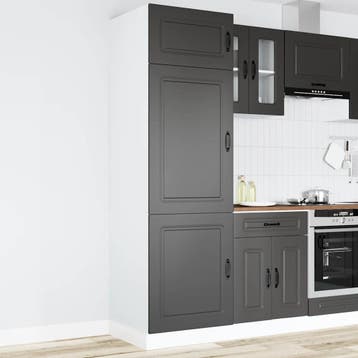 vidaXL Keukenkast Kalmar bewerkt hout zwart, Huis en Inrichting, Verzenden, Nieuw, Zwart