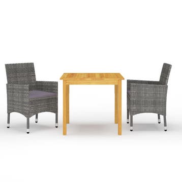 vidaXL 3-delige Tuinset grijs, 2 zitplaatsen, Nieuw, Tuinset, Verzenden