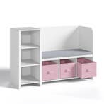 Kinderrek Høylandet met zitbank 76x112x40 cm wit en roze [en, Verzenden, Nieuw