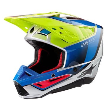 Alpinestars S-M5 Sail Helm Ece 22.06 Geel Fluo Enamel Blauw, Motoren, Kleding | Motorhelmen, Nieuw met kaartje, Overige merken