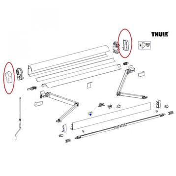 Thule Eindkap Mainhousing LH+RH 4900 Geanodiseerd, Caravans en Kamperen, Ophalen of Verzenden, Nieuw, Thule
