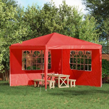 vidaXL Party Tent Zijwand 2 st 300 x 195 cm Rood PE en staal, Verzenden, Nieuw