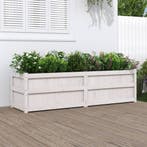 vidaXL Plantenbak 180x50x50 cm massief grenenhout wit, 100 cm of meer, Verzenden, Nieuw, Hout